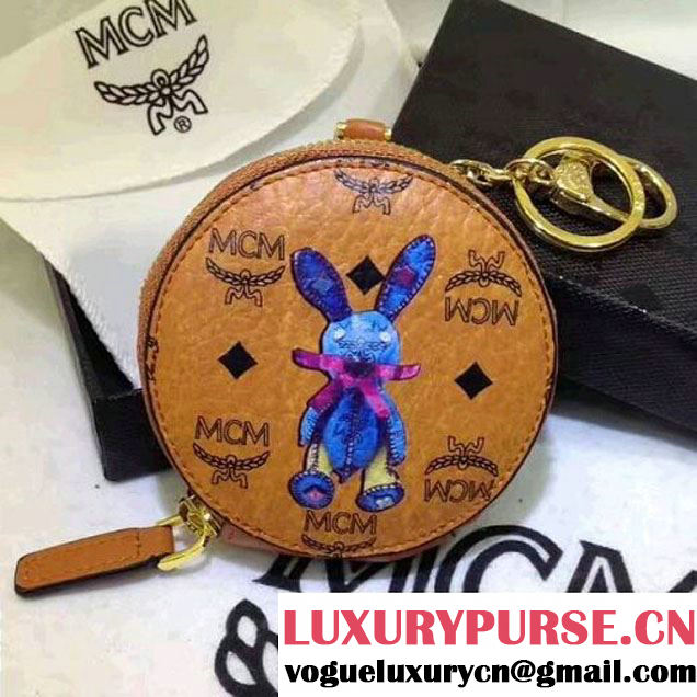 MCM Visetos Round Coin Purse Cognac 2017 (3B031-7061938 )