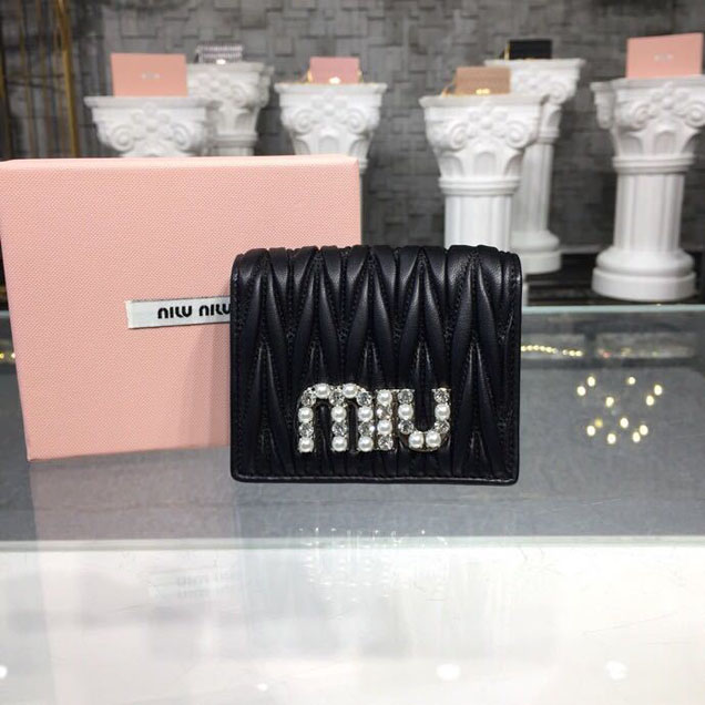 Miu Miu Matelasse Wallet 5MV204 Nappa Calfskin Leather Spring Summer 2018 Collection Black