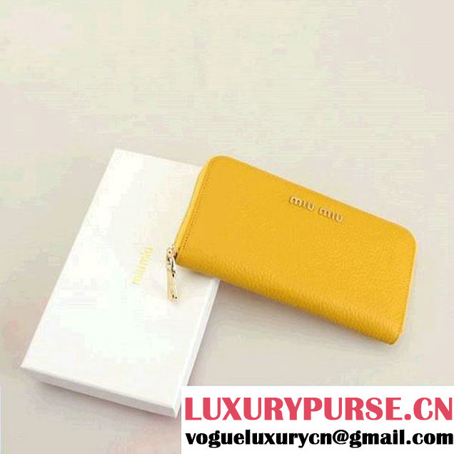 miu miu Madras Goat Leather Wallet 5M0955 Yellow