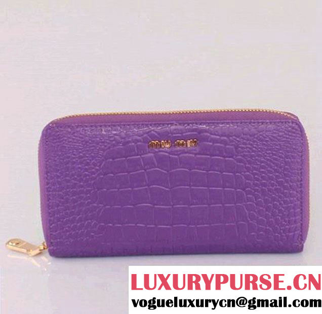 miu miu Craquele Croco Print Calf Leather Wallet 5M0506 Purple