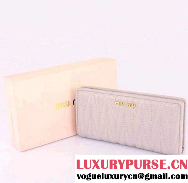 miu miu Matelasse Shiny Sheepskin Leather Wallet 8012 Light Purple