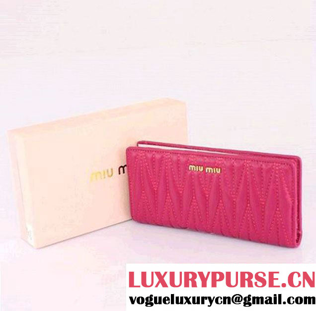 miu miu Matelasse Shiny Sheepskin Leather Wallet 8012 Rose