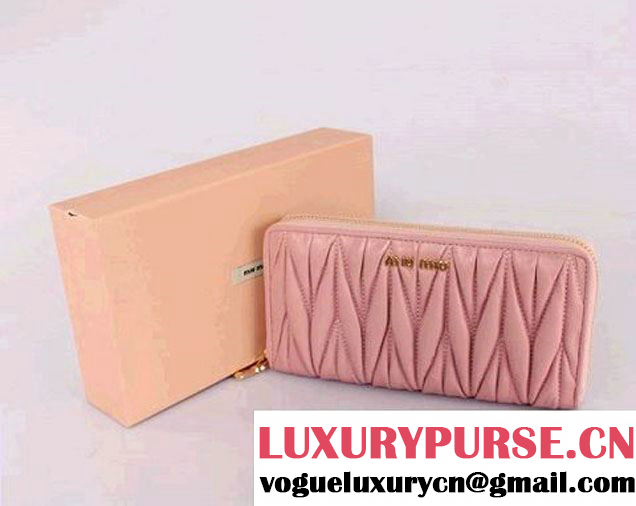 miu miu Matelasse Shiny Calf Leather Wallet 6616 Pink