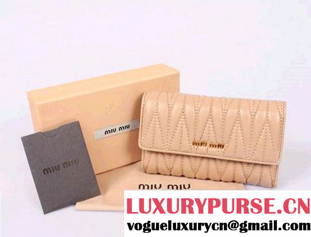 miu miu Matelasse Shiny Calf Leather Wallet 8009 Apricot