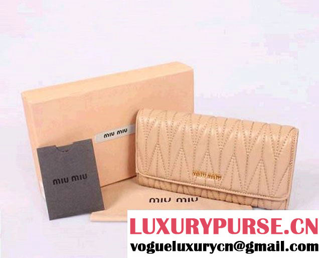 miu miu Matelasse Shiny Calf Leather Wallet 8008 Apricot