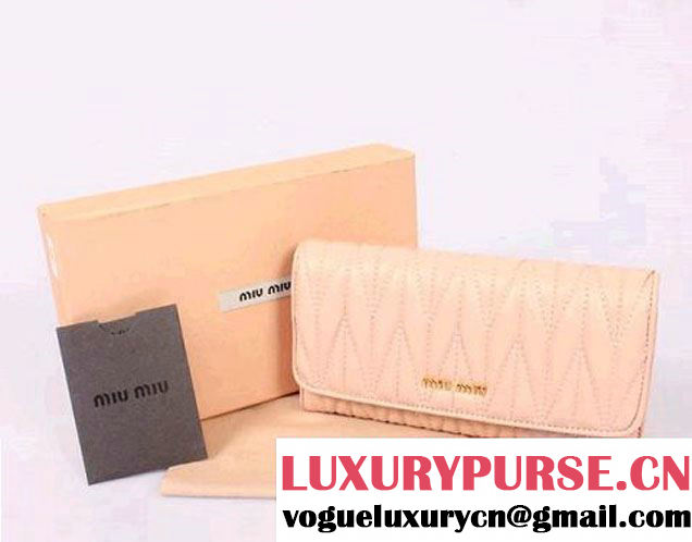 miu miu Matelasse Shiny Calf Leather Wallet 8008 Light Pink