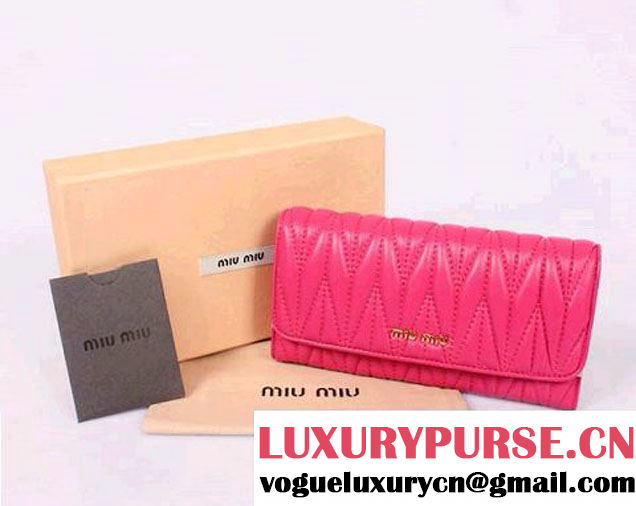 miu miu Matelasse Shiny Calf Leather Wallet 8008 Rose