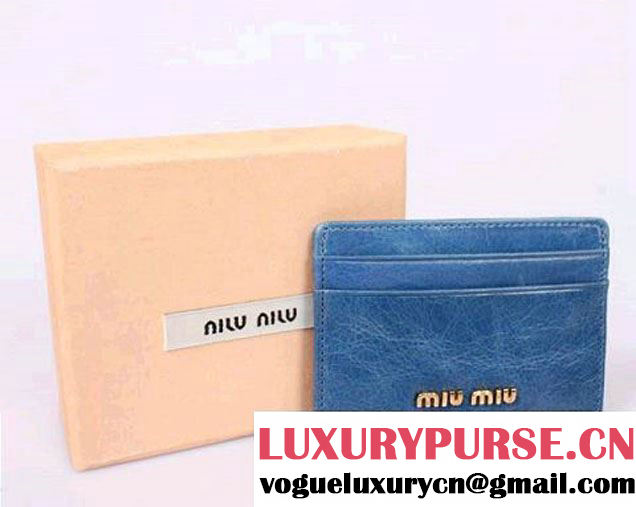 miu miu Calf leather Credit Card Holder 8011 Light Blue