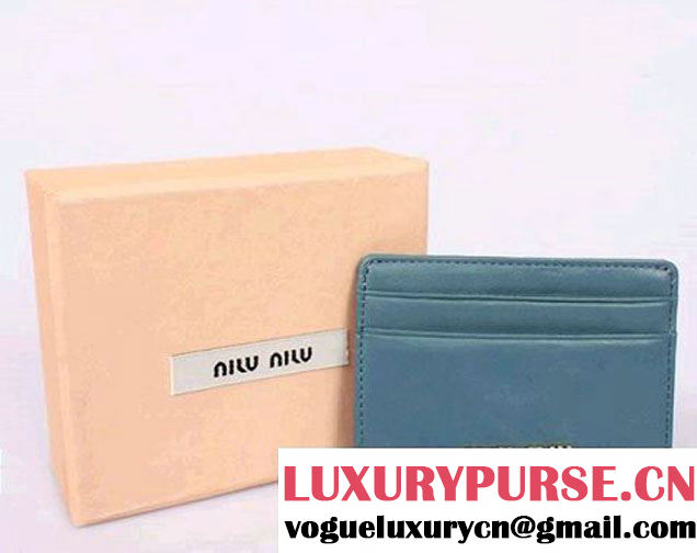 miu miu Calf leather Credit Card Holder 8011 Dark Blue