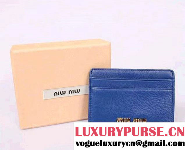 miu miu Calf leather Credit Card Holder 8011 Blue