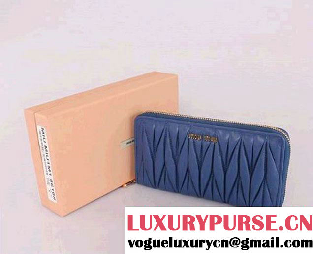 miu miu Matelasse Shiny Calf Leather Wallet 6616 RoyalBlue