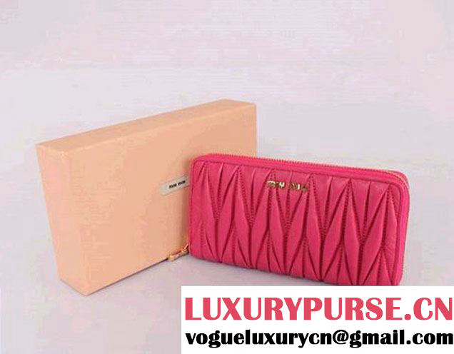 miu miu Matelasse Shiny Calf Leather Wallet 6616 Peach