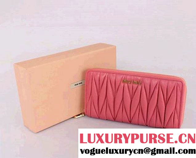 miu miu Matelasse Shiny Calf Leather Wallet 6616 Dark Pink