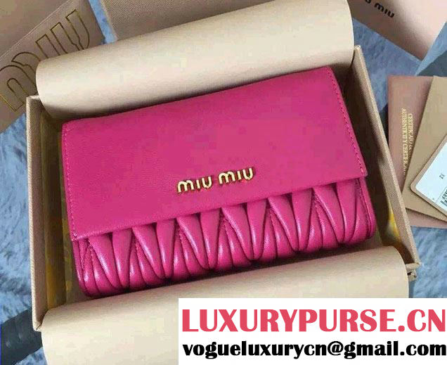 Miu Miu Matelassé Nappa Leather Rectangular Wallet 5M1225 Fuchsia 2015