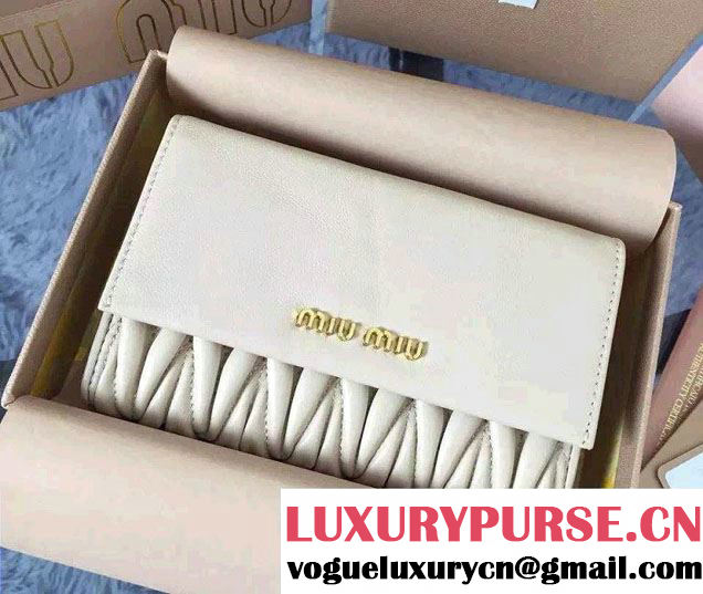 Miu Miu Matelassé Nappa Leather Rectangular Wallet 5M1225 White 2015