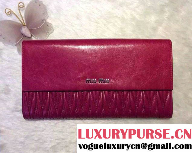 Miu Miu Matelassé Leather Rectangular Wallet 5M1403 Red 2015