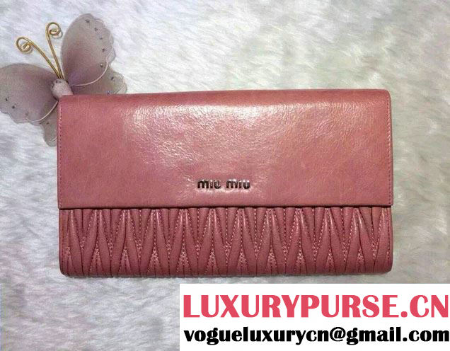 Miu Miu Matelassé Leather Rectangular Wallet 5M1403 Nude Pink 2015