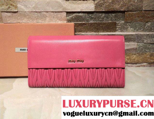 Miu Miu Matelassé Nappa Leather Rectangular Wallet 5M1403 Pink 2015