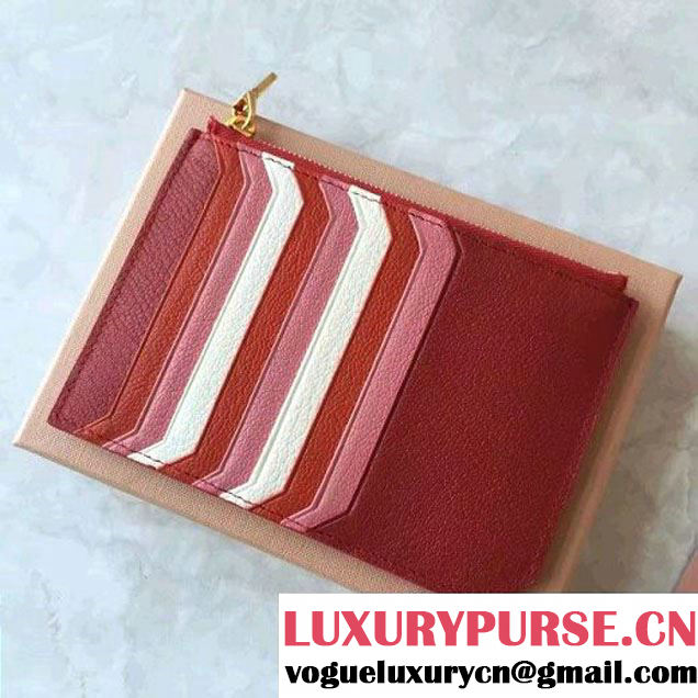 MiuMiu Goat Leather Card Holder Wallet 5MC008 Red Holiday 2016 (JD-6120920 )