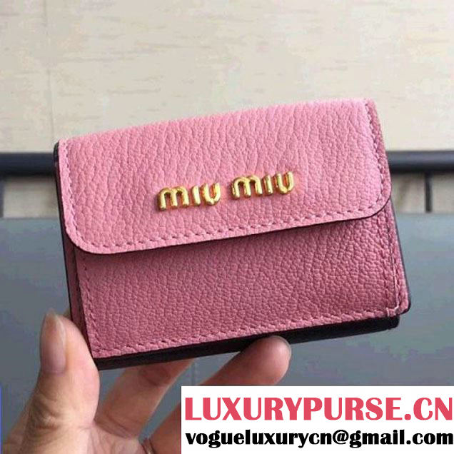 Miu Miu Goatskin Floded Envelope Wallet 5MH020 Pink/Black 2017 (JD-7112030 )