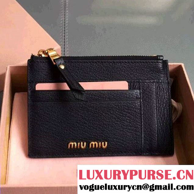 Miu Miu Goatskin Card Holder Wallet 5MC446 Black 2017 (JD-7112015 )