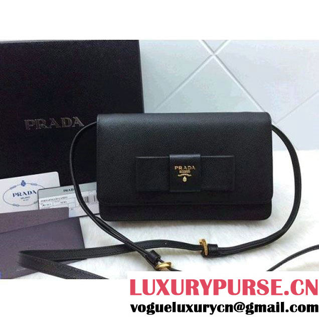 Prada Saffiano Leather Small Shoulder Bag Black (XIAOSI-031706 )