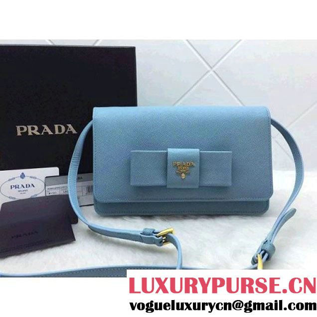 Prada BT1009 Saffiano Leather Shoulder Bag Light Blue (1a069-050609 )
