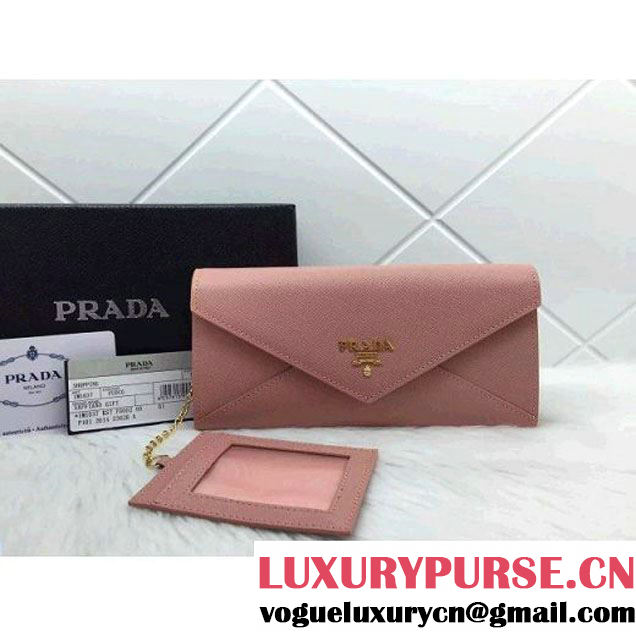 Prada 1M1037 Saffiano Letter Leather Wallet Nude Pink (1A069-050610 )