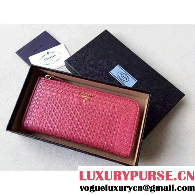 Prada 1ML183 Madras Goat Leather Wallet Rosy (2A016-102717 )