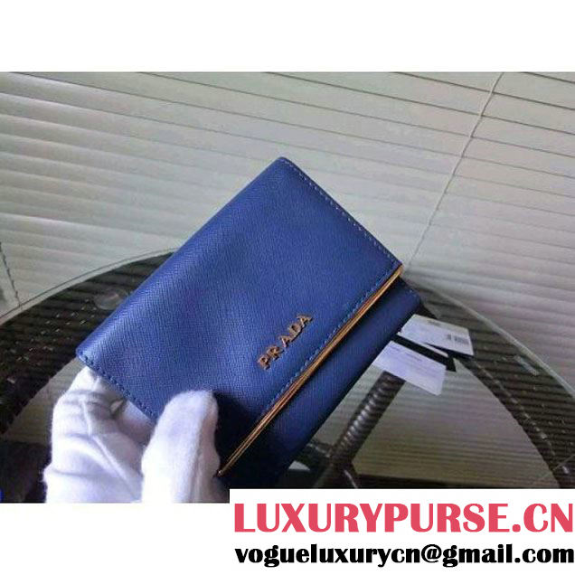 PRADA 1MH523 Saffiano Leather Flap Wallet Blue (JC-103106 )