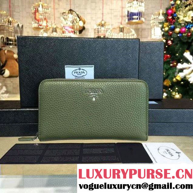 Prada 1ML506 Calf Leather Zip Wallet Green (2a016-6022004 )