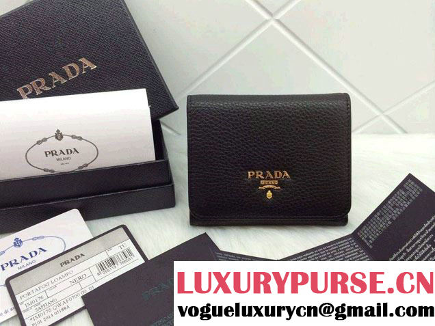 Prada Clemence Leather Wallet 1M0176 Black