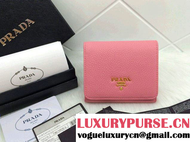 Prada Clemence Leather Wallet 1M0176 Pink