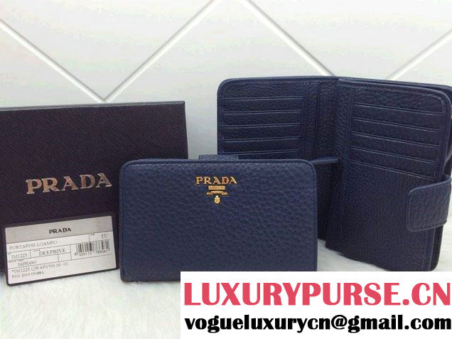 Prada Clemence Leather Wallet 1M1225 Dark Blue