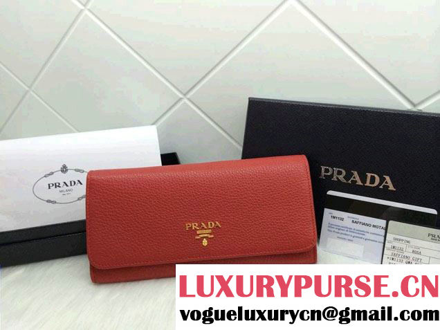 Prada Clemence Leather Wallet 1M1132 Red