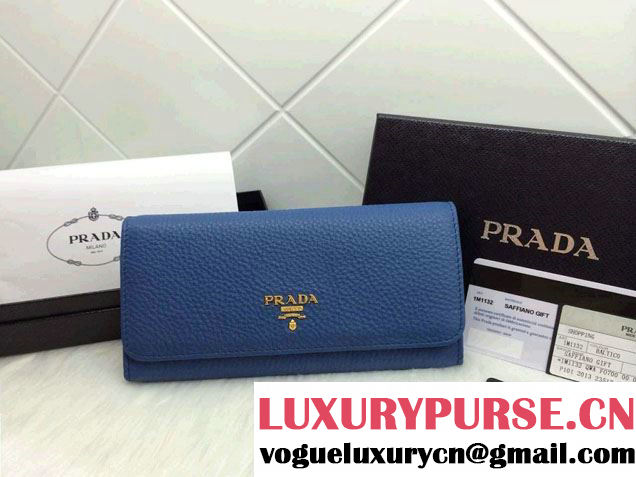 Prada Clemence Leather Wallet 1M1132 Blue