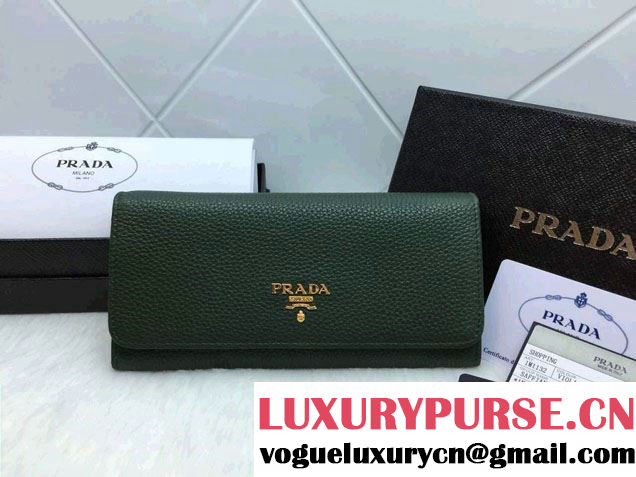 Prada Clemence Leather Wallet 1M1132 Green