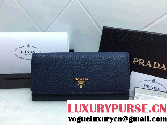 Prada Clemence Leather Wallet 1M1132 Dark Blue