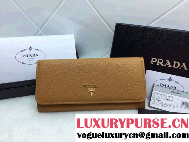 Prada Clemence Leather Wallet 1M1132 Khaki