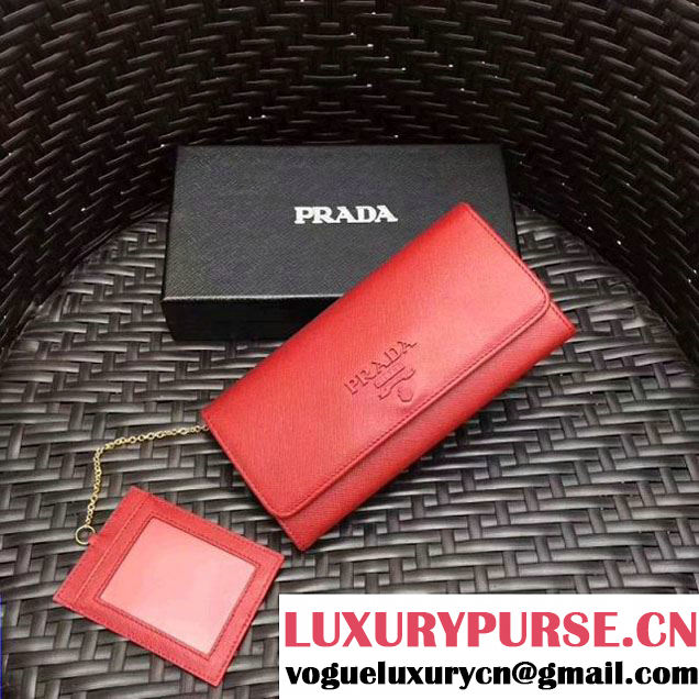 Prada Large Saffiano Leather Wallet 1MH132 Red 2017 (GYF-7120911 )