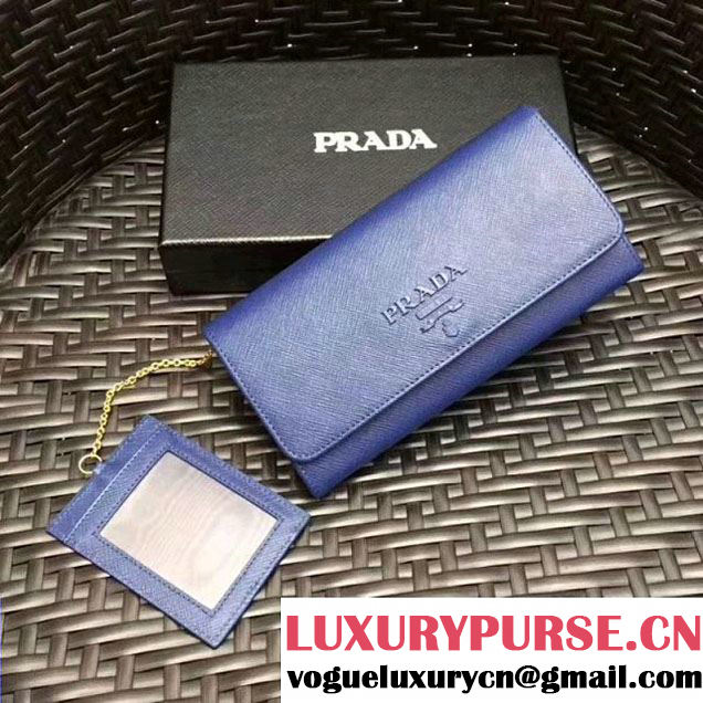 Prada Large Saffiano Leather Wallet 1MH132 Blue 2017 (GYF-7120910 )