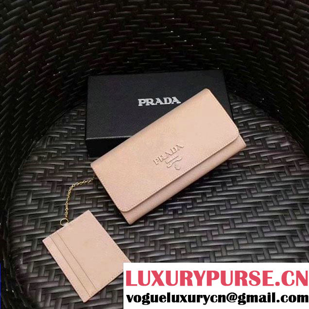 Prada Large Saffiano Leather Wallet 1MH132 Pale Pink 2017 (GYF-7120909 )