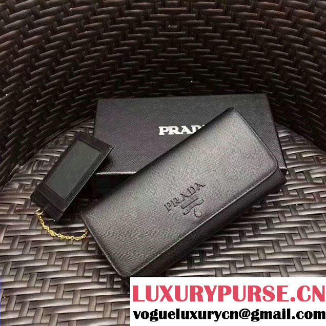 Prada Large Saffiano Leather Wallet 1MH132 Black 2017 (GYF-7120907 )