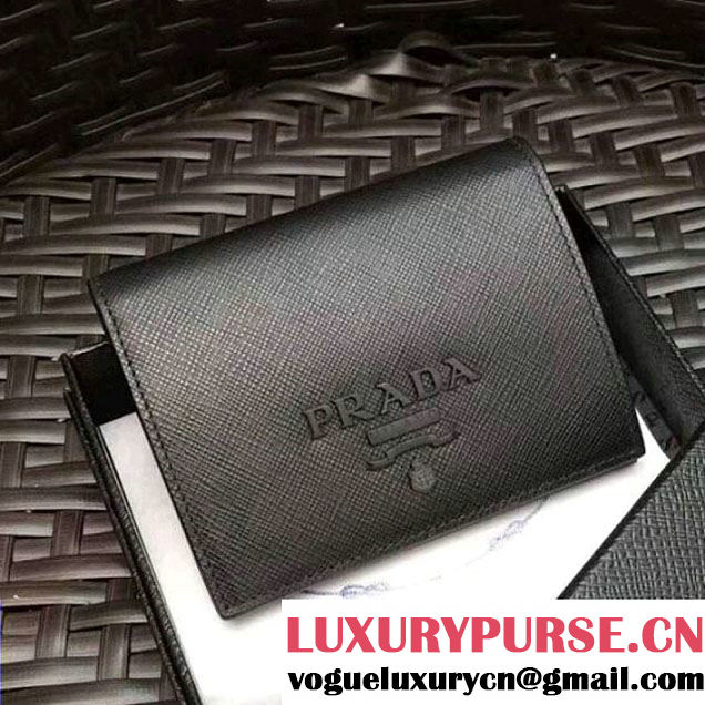 Prada Saffiano Leather Wallet 1MV204 Black 2017 (GYF-7120903 )