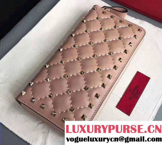 Valentino Rhombus Rockstud Spike Zip Continental Wallet 2017