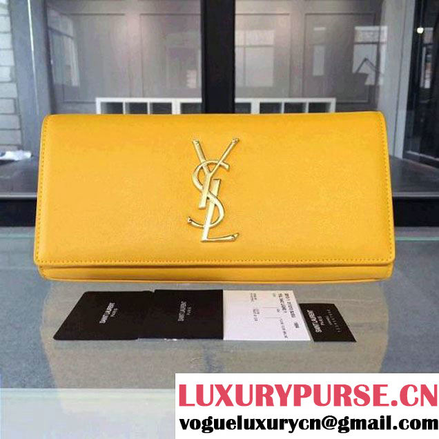 Saint Laurent Classic Monogram Cluthch In Yellow Smooth Leather 2015 (1A061-050915 )